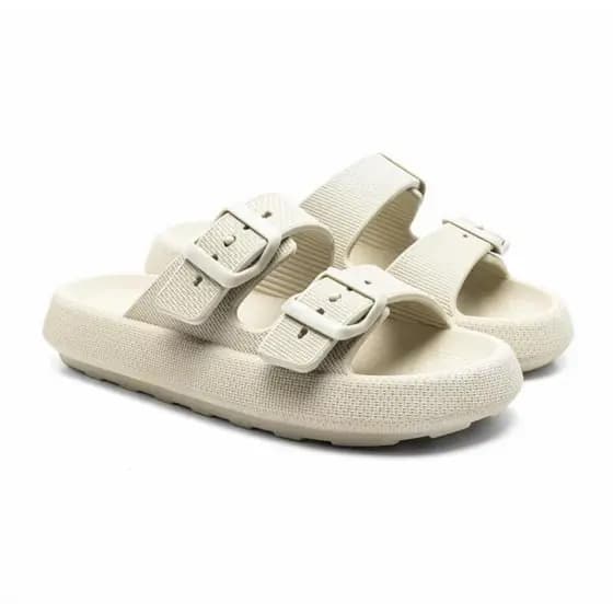 Chinelo Papete Nuvem Feminino Confortável Antiderrapante Leve Slide Ajustável Duas Fivelas