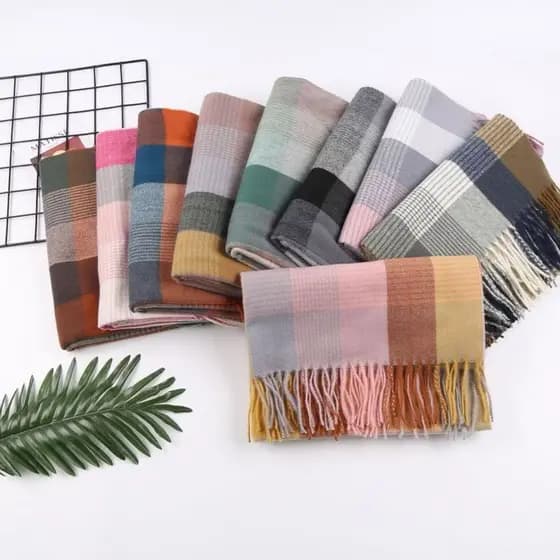Xale retrô britânico de outono e inverno, cachecol de mistura de lã 160g, 180cm x 60cm