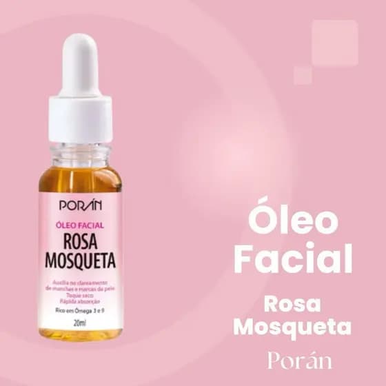 Óleo De Rosa Mosqueta 100% Puro Facial Vegano 20 ML Concentrado Poran Diminui manchas e reduz rugas