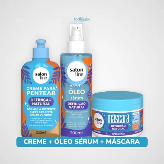 Kit Creme de Pentear + Óleo Sérum + Máscara de Tratamento Definição Natural Salon Line®