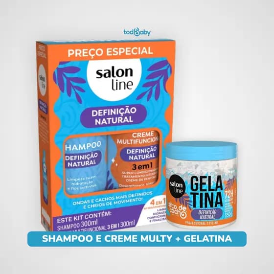 Kit Shampoo e Creme Multifuncional Salon Line® + Gelatina Definição Natural 550g