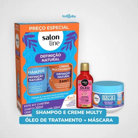 Kit Shampoo e Creme Multy Salon Line® + Máscara 300g + Óleo de Tratamento Capilar Cereja