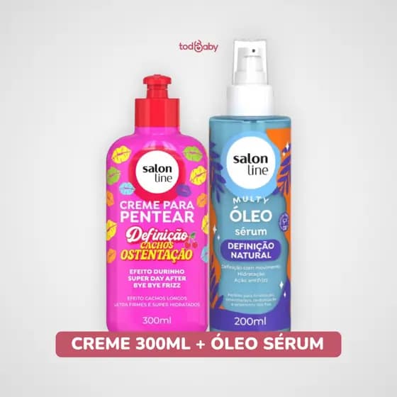 Kit Creme Cachos Ostentação 300ml + Óleo Sérum Multy Definição Natural Salon Line®