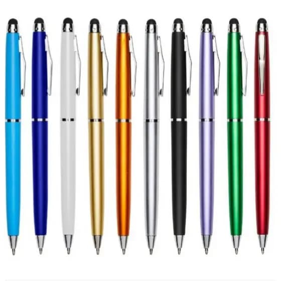 Kit 50 Canetas Plásticas Ponteira Touch Screen