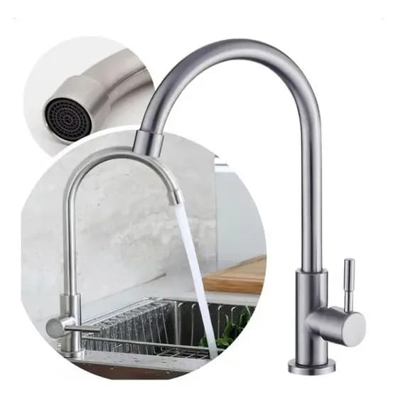 TORNEIRA ESCOVADA TALL 30 CM EM ACO INOX E NUCLEO DA VALCULA EM COBRE