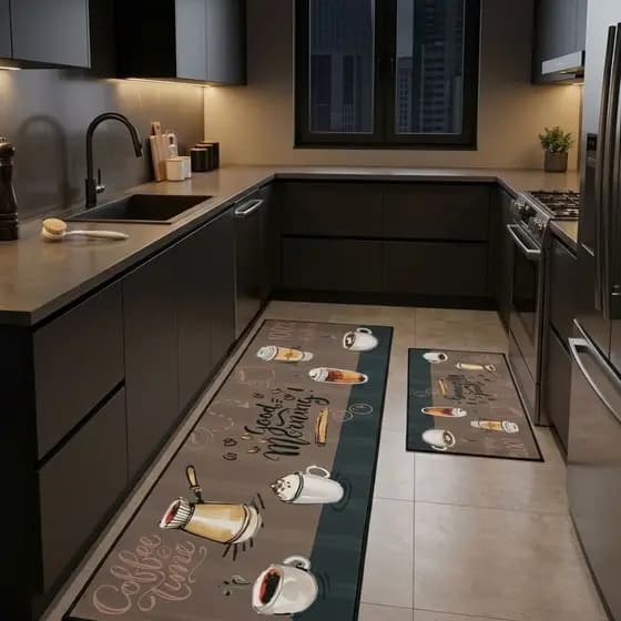 Jogo de 2 Tapetes de Cozinha Passadeira e Tapete Antiderrapante Emborrachada Resistente Qualidade