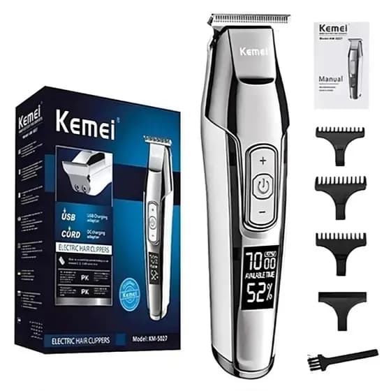 Máquina De Acabamento Kemei KM-5027 Com LCD Display Digital Aparador Barbeador Cortador