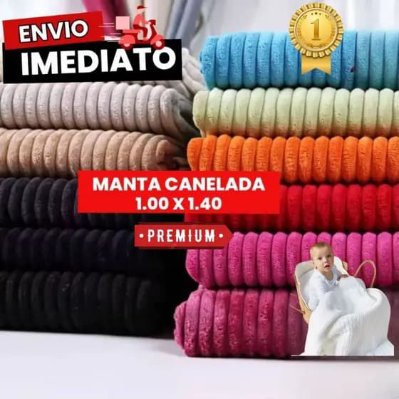 Manta Para Bebê Cobertor Soft Canelada 1.00 x 1.40 Premium inverno ultra macio proteção frio