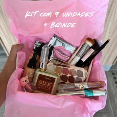 Kit Maquiagem Caixa de Presente - Gloss, Pincel, Base, Sombra Bobbi Rara, Blush Ruby Rose