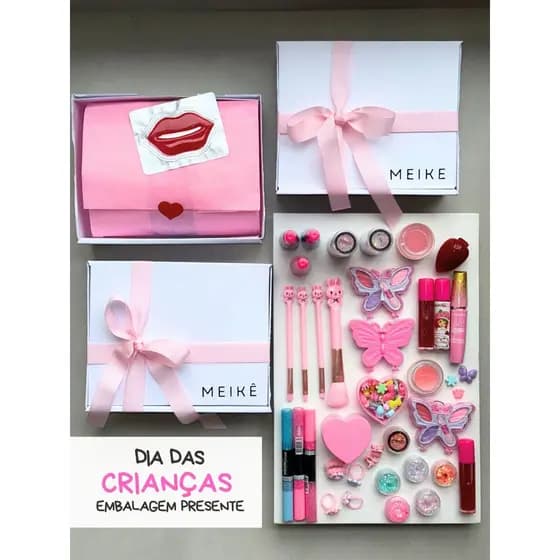 Kit Maquiagem Presente Infantil Dia das Crianças Com Até 27 Itens de Makes + Acessórios Perfeito Para Presentear
