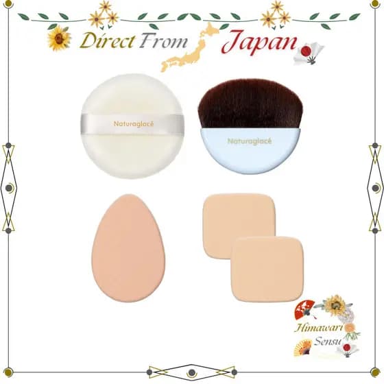 Aplicadores De Maquiagem Naturaglace-Conjunto De Sopro , Pincel E Esponja Para Pó , Direto Do Japão