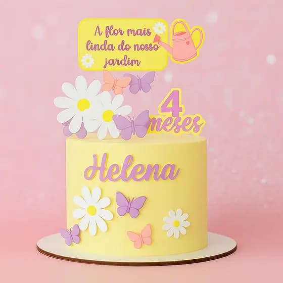 Topo de Bolo Jardim das Margaridas Personalizado-Topper de Bolo Margaridas Personalizado-Mesversário