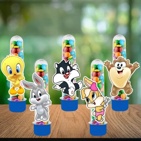 Aplique para Tubete Baby Looney Tunes - Aplique lembrancinha Baby Looney Tunes- Tag para tubete