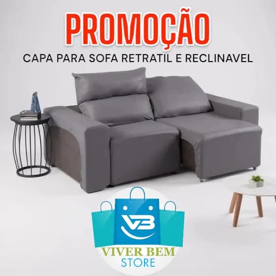 Capa Protetor Sofá Retrátil Reclinável 2 Lugares Veste Fácil Resistente