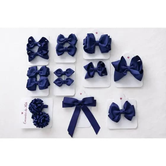 Laços de Cabelo Infantil - Diversos (Cor: Azul Escuro)