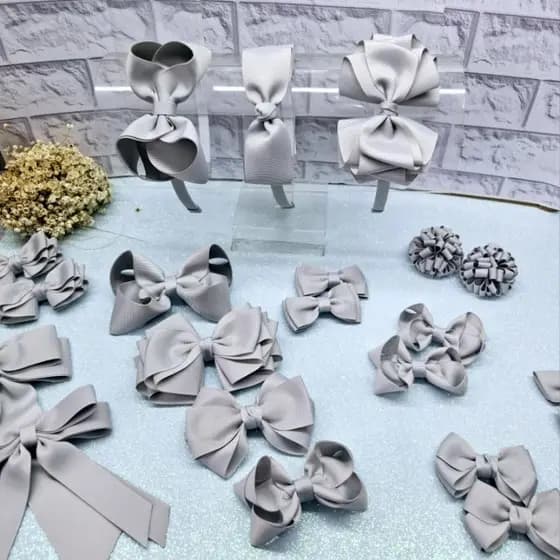 Diversos Laços De Cabelo Infantil Cinza + Tiaras infantis