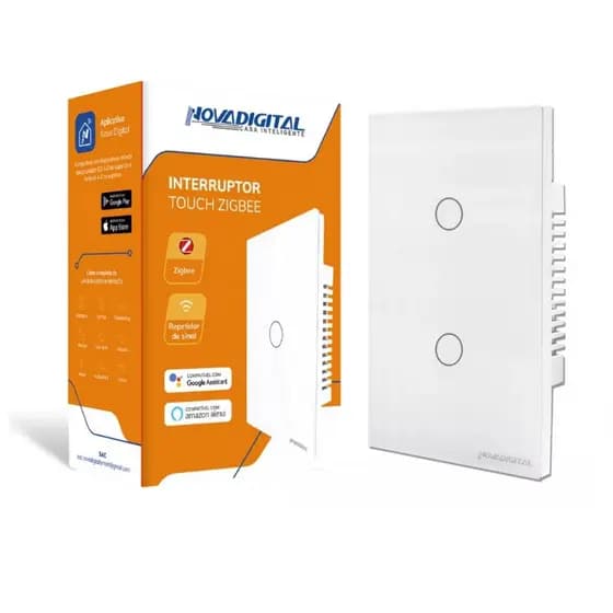 Interruptor Zigbee Novadigital Touch 2 Botões Inteligente Alexa E Google Original