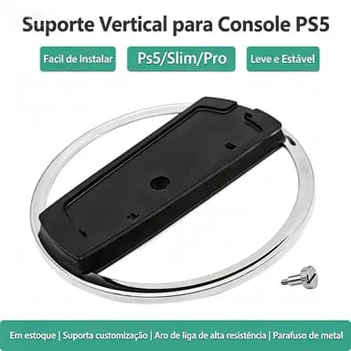 Suporte Vertical em Liga Metálica para Console PS5 Slim e Normal, Base Refrigeração para Instalação em Pé