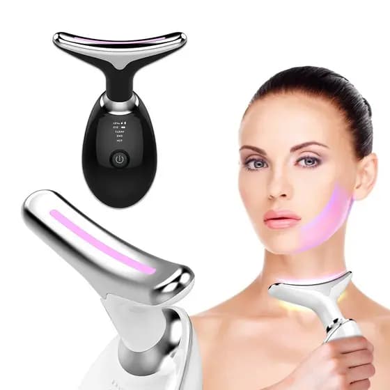 Massageador vibratório para rosto e pescoço, reduz rugas e papada com efeito lifting natural