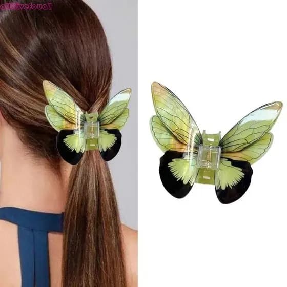allilivefoua1 Simulação Borboleta Garra Elegante Grampo Cabelo Temperamento Verão Acessório