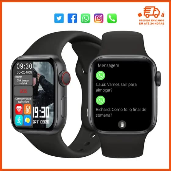 Relógio Smartwatch HW16 Tela HD 44mm | Chamadas, Foto, Batimentos | Masculino e Feminino