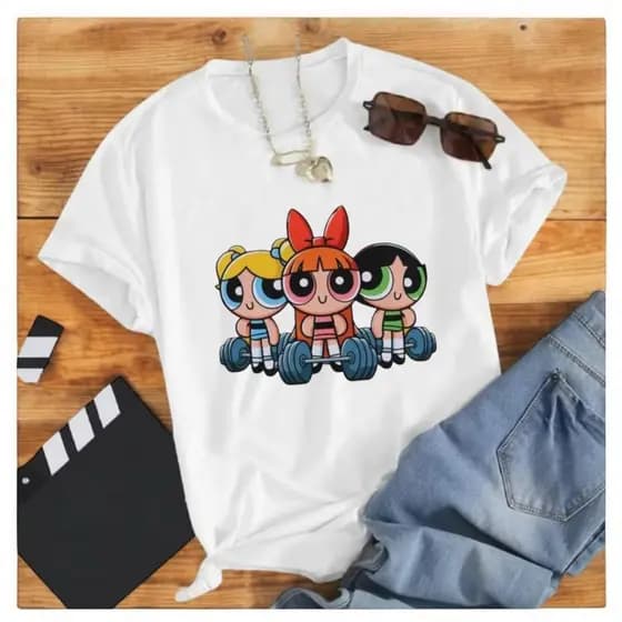 Camiseta The Powerpuff Girls T-Shirt Estampa Poderosas Streetwear Básica T-Shirt Feminina 100% Algodão Entrega Imediata