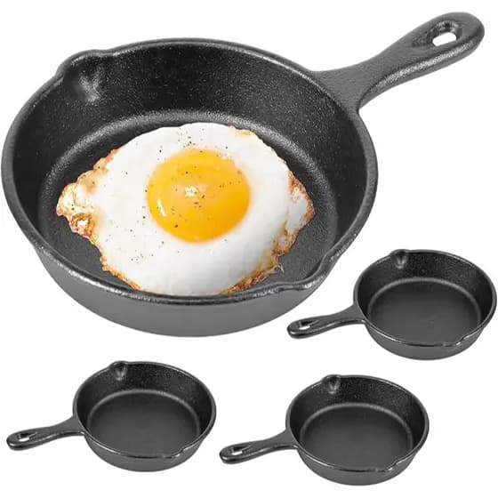 Frigideira Ferro Fundido Gourmet 20cm Prática Cozinha Pequena Mini Multiuso Fritar Ovo Casa Indução