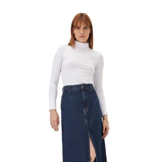 Blusa feminina Gola Alta e Manga Longa de Cotton KB355