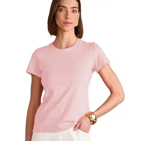 Blusa Feminina T-shirt 100% Algodão Gola Redonda Malha Premium Kb301-c1