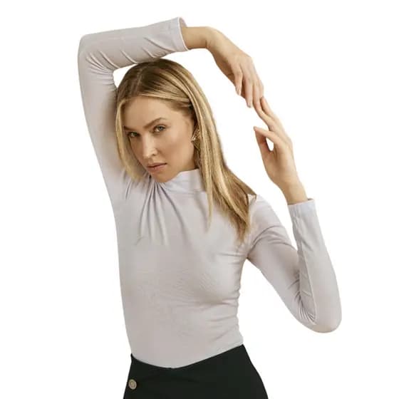 Blusa De Inverno Gola Alta Manga Longa Em Cotton Kb355-c1