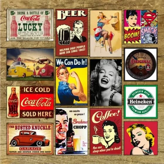 Adesivos Decorativos Vintage Retrô - 19 x 29 cm