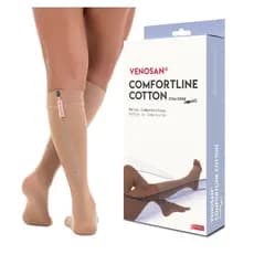 Meia 3/4 Venosan Comfortline Cotton com Ziper Compressão 20-30 Curta Pé Aberto