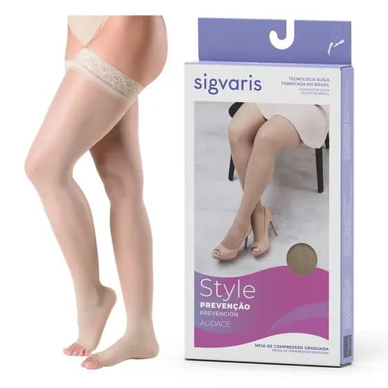 Meia Coxa 7/8 Compressiva | Sigvaris Style Audace | 15-20 mmgh - Natural