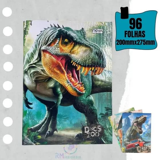 Caderno Brochura Capa Dura Raptor Universitário 96 Folhas - Nova Caderno Menino Infantil