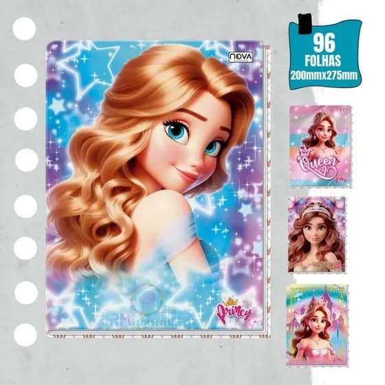 Caderno Capa Dura Universitário Brochura Princesas 96 Fls Nova Caderno Menina