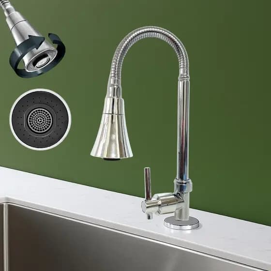 Torneira Pia Cozinha Gourmet Inox Cozinha Bancada Flexível 1/4 de Volta Metal