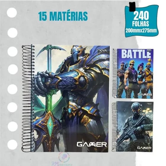 Caderno Unidade Universitário 15 Matéria CD 240 Folhas Animativa - Masculino
