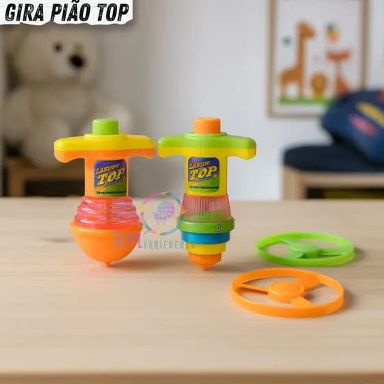 Lança Ciclone Voe Pelos Céus Brinquedo Infantil Gira Pião Luminoso Com Lançador Automático Luz