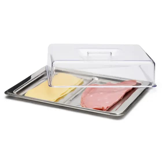 Porta Frios Com Divisória Tampa Acrílico Transparente Geladeira Forma Aço Inox