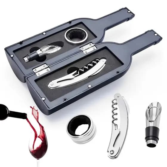 Kit Acessórios Vinho Presente Garrafa Abridor Saca Rolha