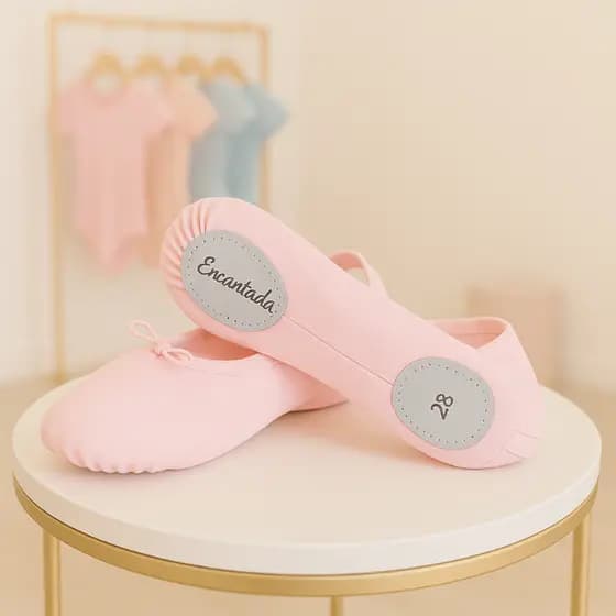 Sapatilha de Ballet Meia Ponta em Lona / Tecido com Solado dividido / Ovinho Rosa e Preto número 22 ao 40