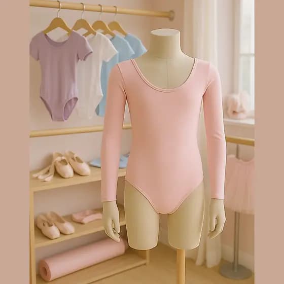 Collant Manga Longa para Ballet Balé Dança Jazz– Infantil / Juvenil nas cores Rosa, Lilás, Branco, Preto e Azul Claro