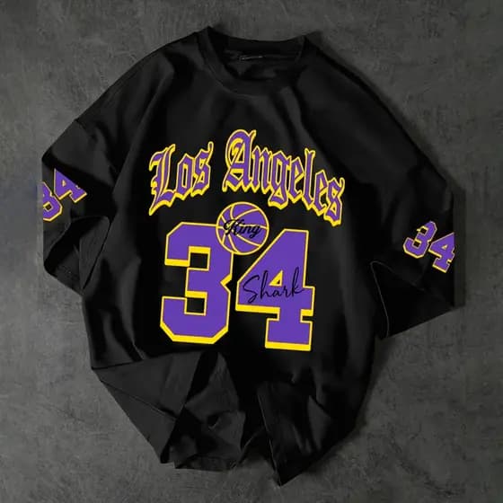 Camiseta Masculina Basquete Los Angeles Shark Mode 34 Camisa Plus Size Algodao 30.1