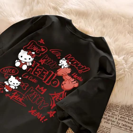 Camiseta Feminina Hello Kitty Grafite Blusa Algodao Premium 30.1