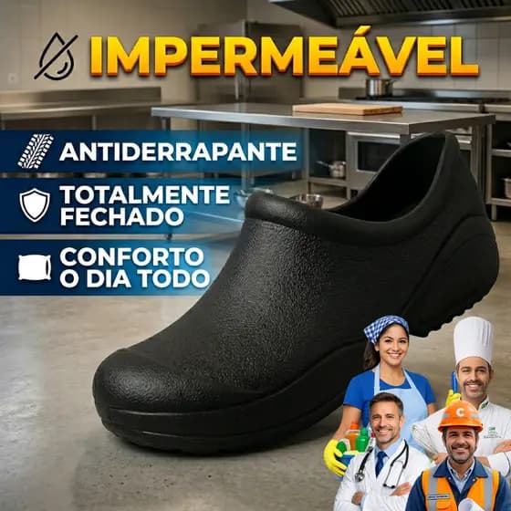 Sapato Hospitalar Profissional Ocupacional Antiderrapante EPI Enfermagem Fechado Babuche Confortável