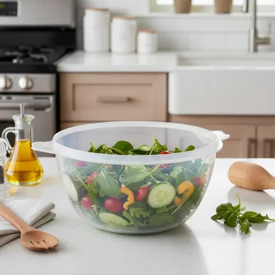 Kit Bowls Saladeiras Grandes 6 Litros 2 Unidades Transparente c/tampa Transparent Plastico Caçarola Bacia C/Tampa Tigela