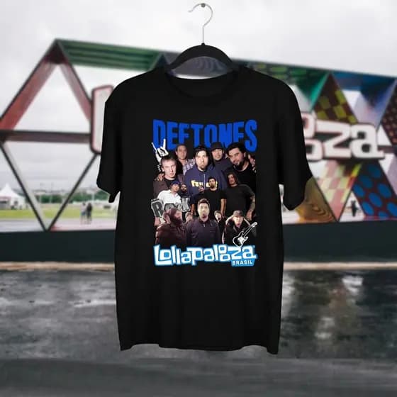 Camiseta Básica Manga Curta Verão Algodão Unissex Deftones Banda Metal LOLLAPALOOZA 2026