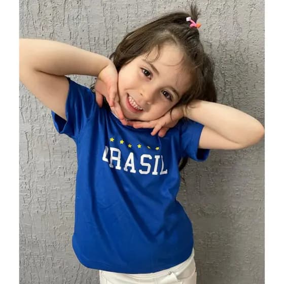 Camiseta Estampa Brasil Infantil Menina Tecido confortável 2026