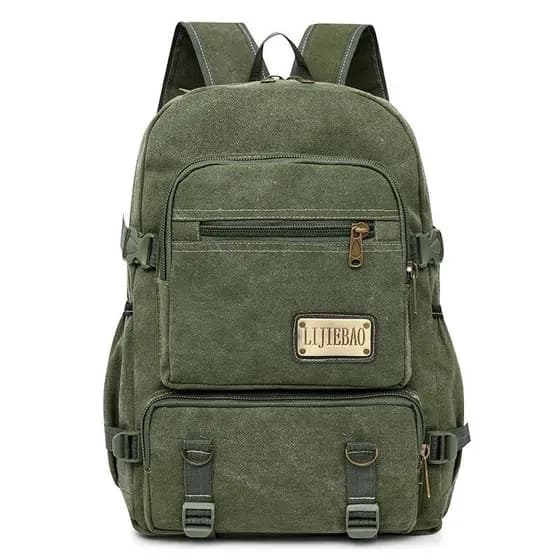 Mochila de Lona Vintage Estilosa Vários Compartimentos Viagem e Estudos 2501