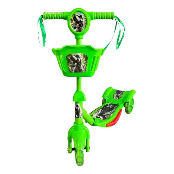 Patinete 3 Rodas Infantil Dobrável Com Som E Luz DINOSAURO
